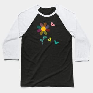 Colorful finger prints flower Baseball T-Shirt